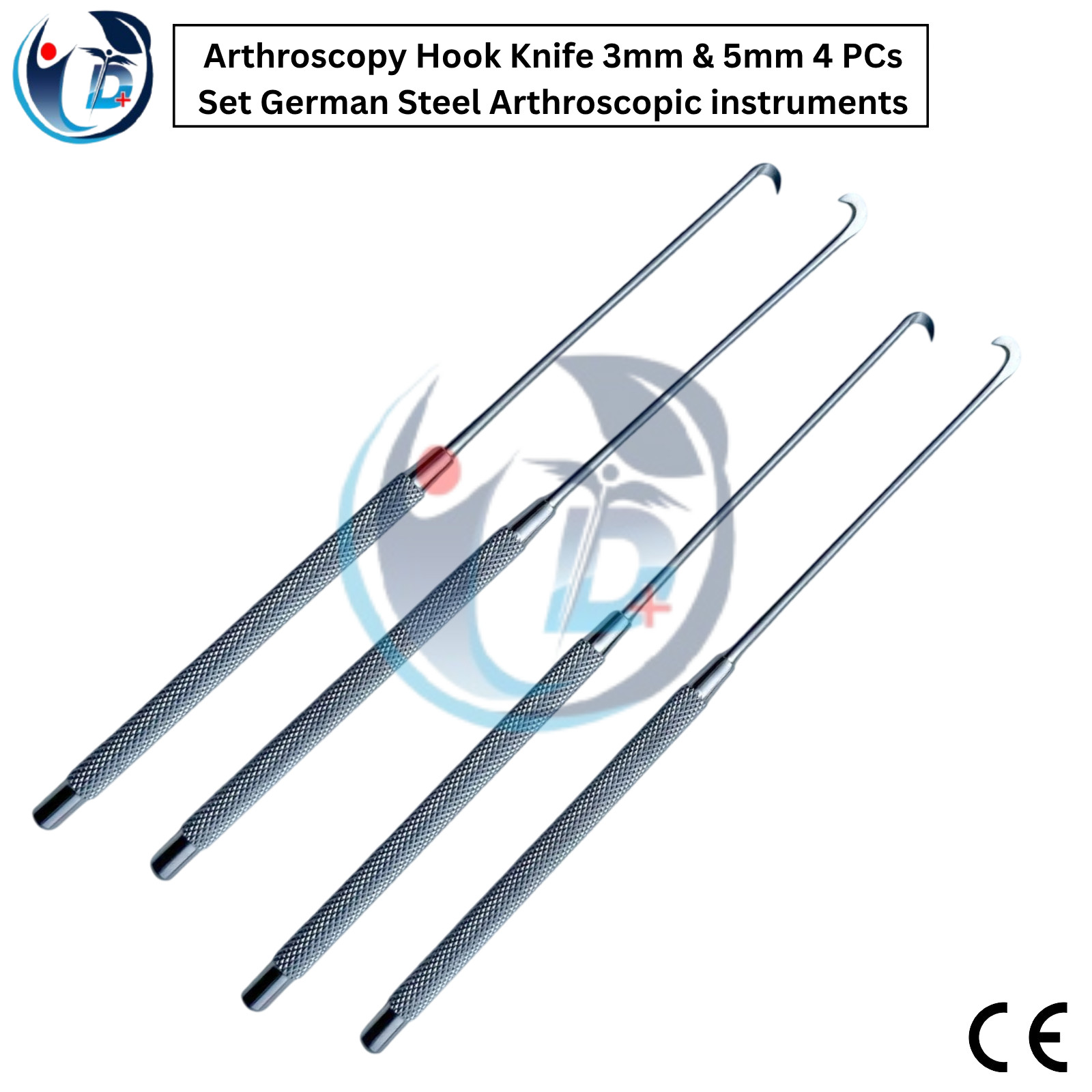 Arthroscopy Hook Knife 3mm & 5mm 4 PCs Set German Steel Arthroscopic instruments