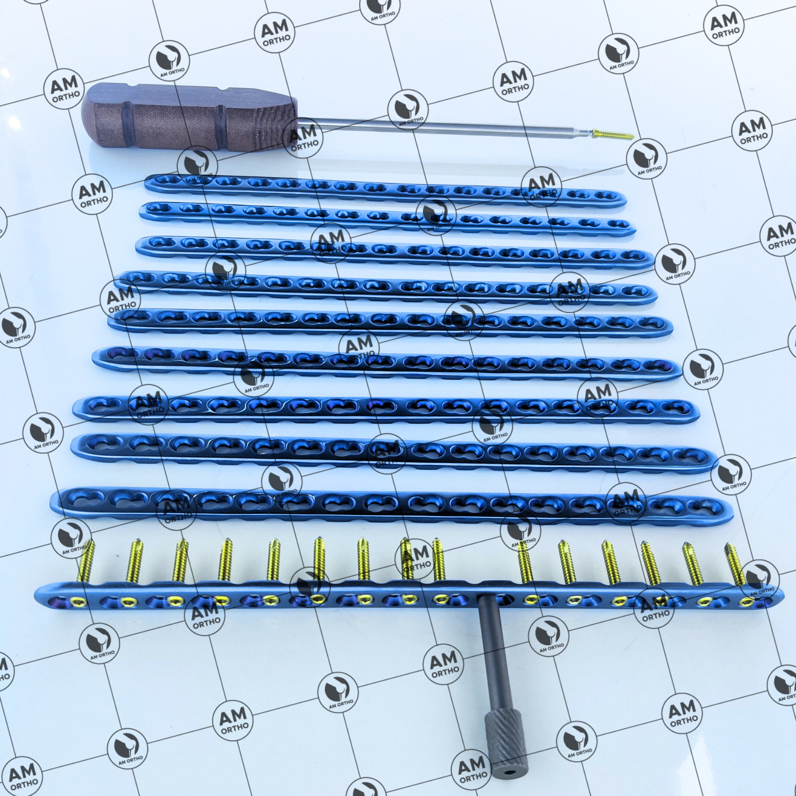 Veterinary 2.7mm Safety Locking Small Straight Plates 16H & Screws 82 Pcs Set Ti