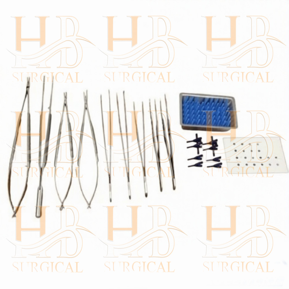 Micro Surgery Instrument Set 9 Pcs With Micro Vascular Clamp Plastic Surgery