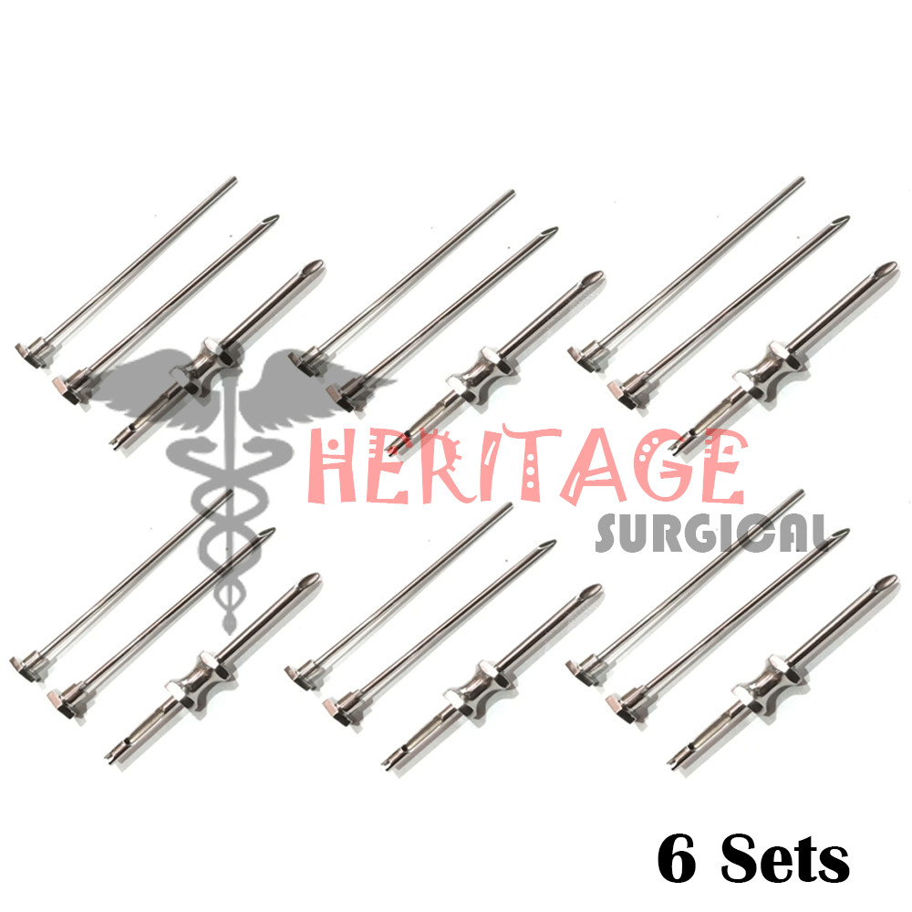 Set Of 6 HRT TROCAR 3.5mm And 4.5mm Cannula & Obturator
