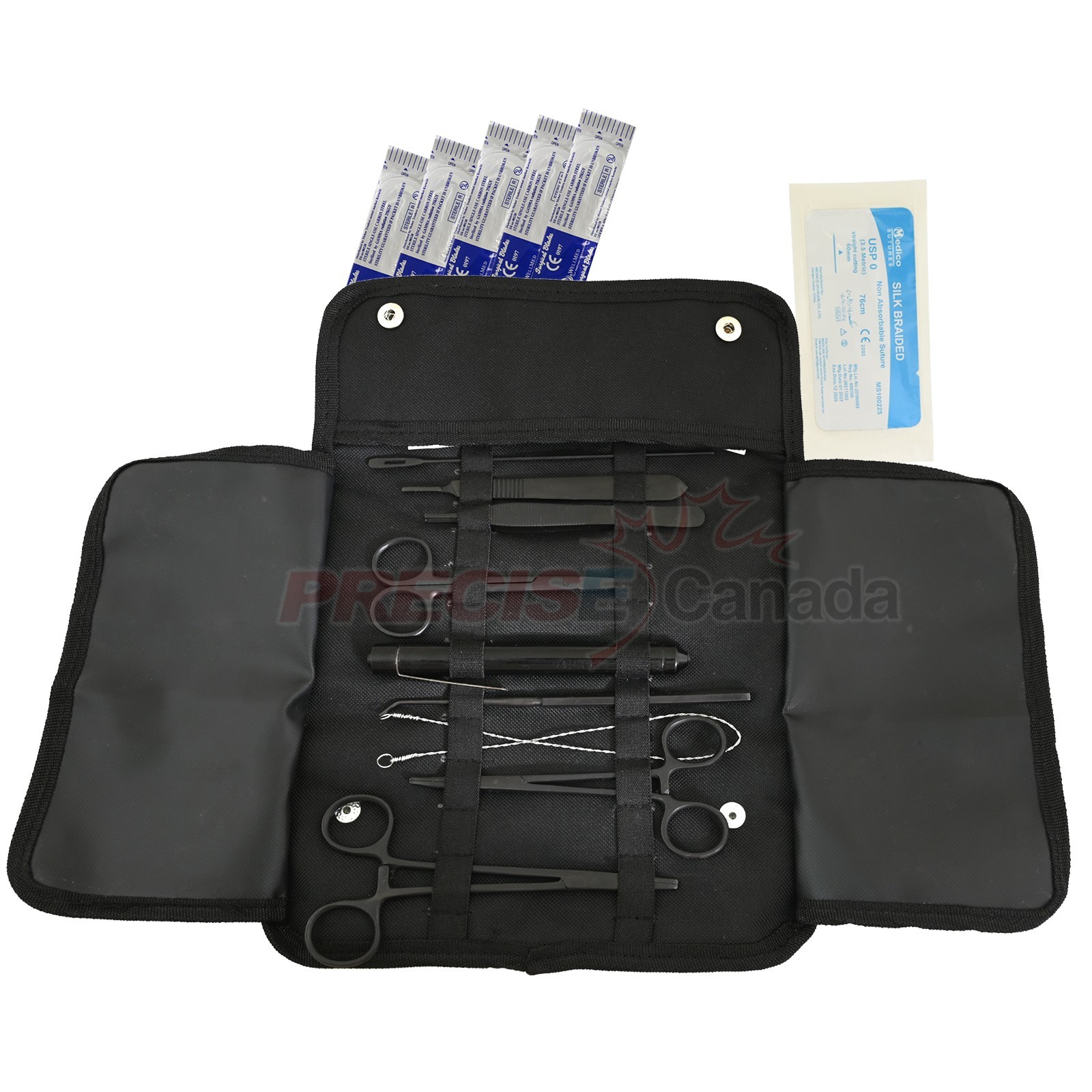 20Pcs Military First Aid Surgical Kit -Sutures, Scalpel, Hemostats Black DS-2654