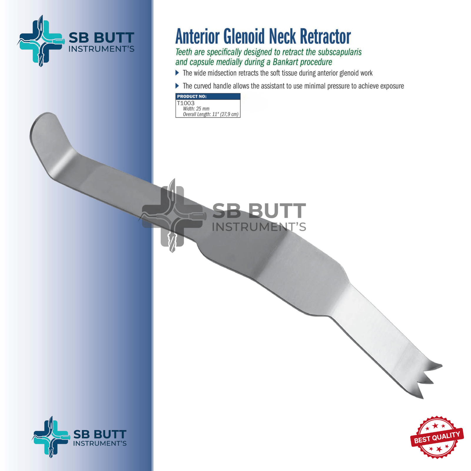 Anterior Glenoid Neck Retractor Shoulder Surgery Bankart Orthopedic Instrument