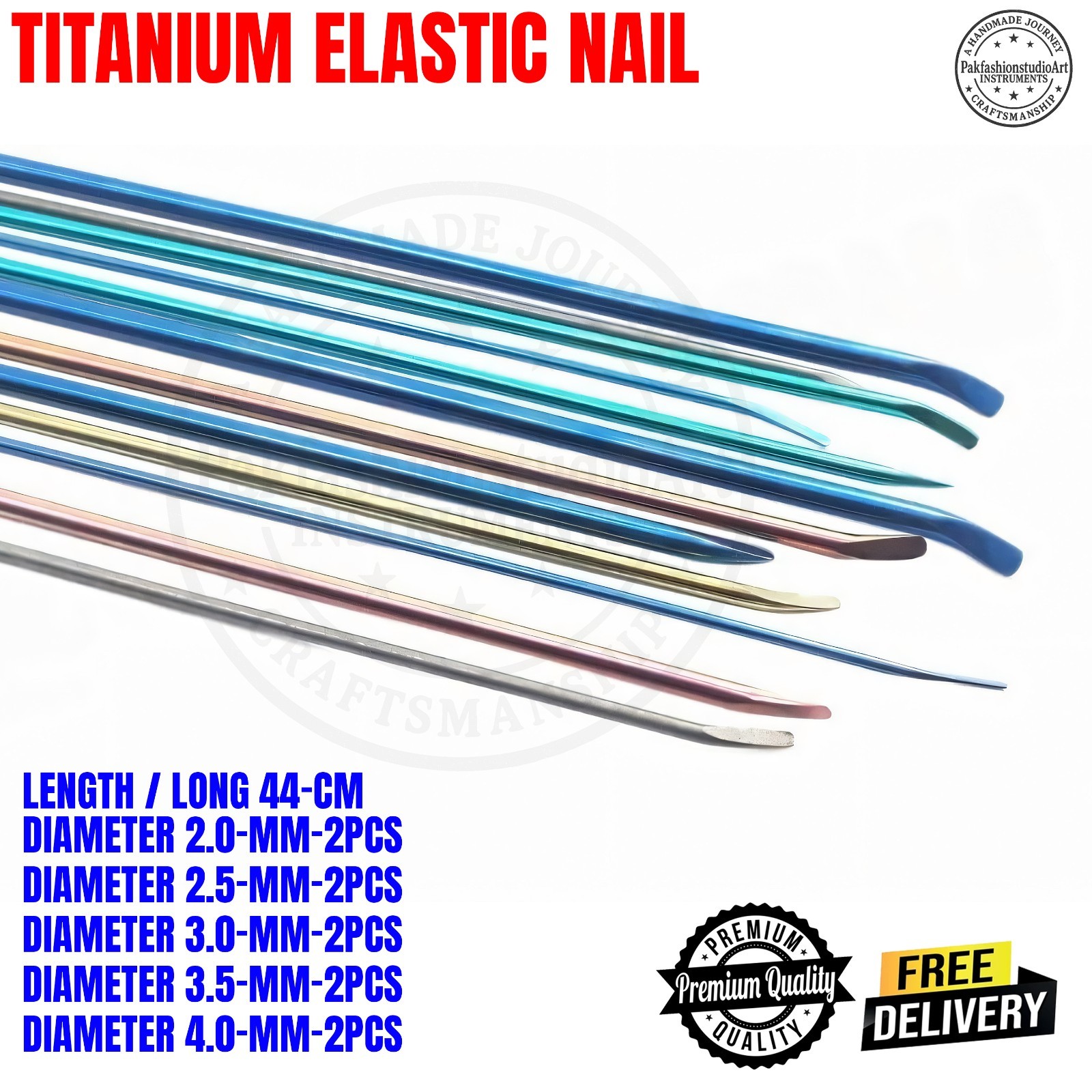 Titanium elastic nail set of 10pcs veterinary surgical instrument (ORTHOPLUS)