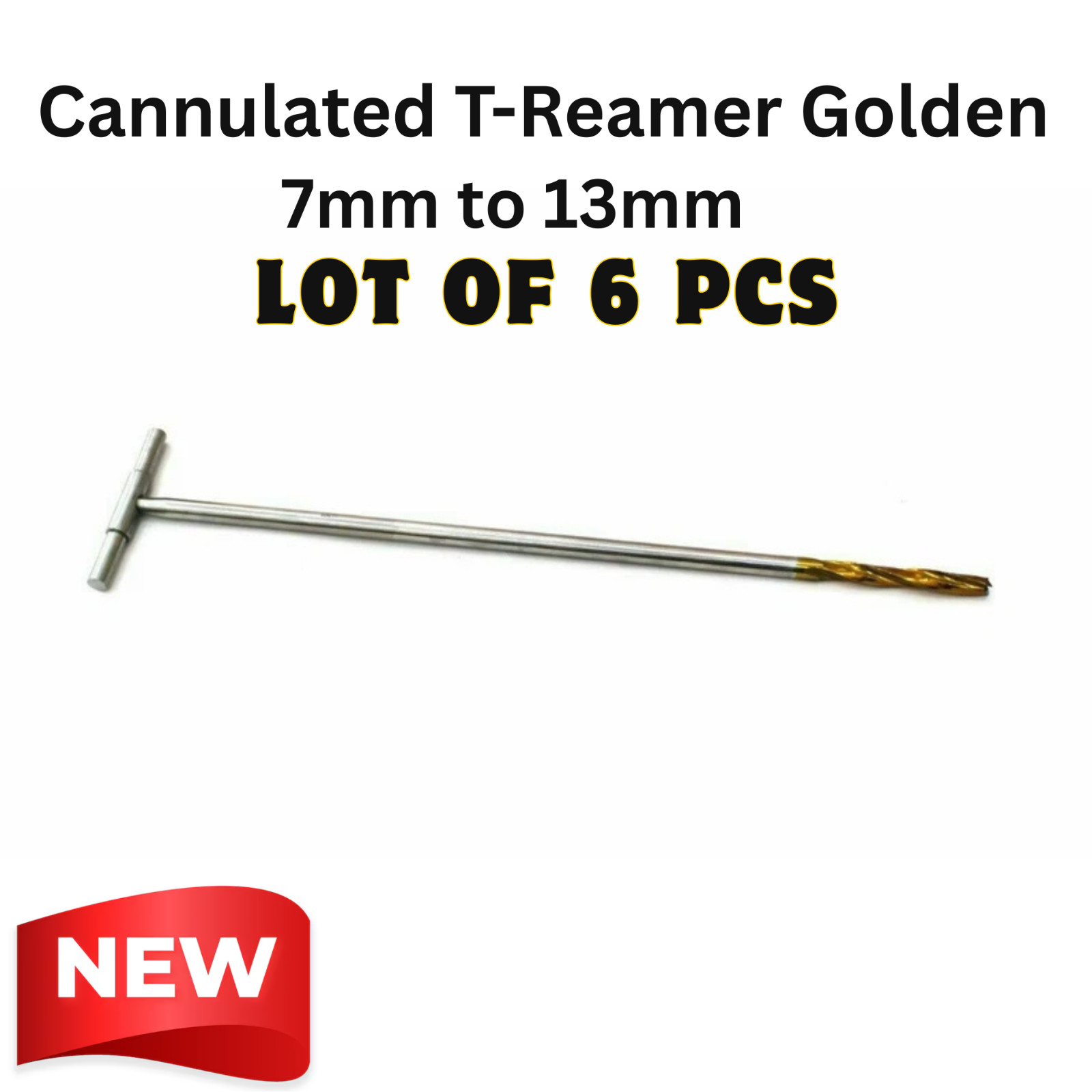 Orthopedic Golden Cannulated T-Reamer 6 Pcs Veterinary Surgical Instruments Set