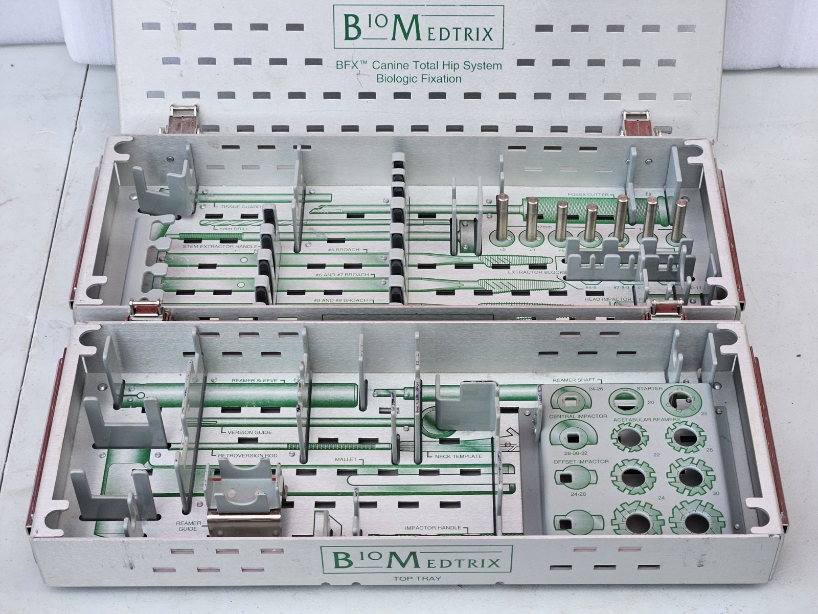 Biomedtrix BFX Canine Total Hip System Sterilization Tray Empty Veterinary Ortho