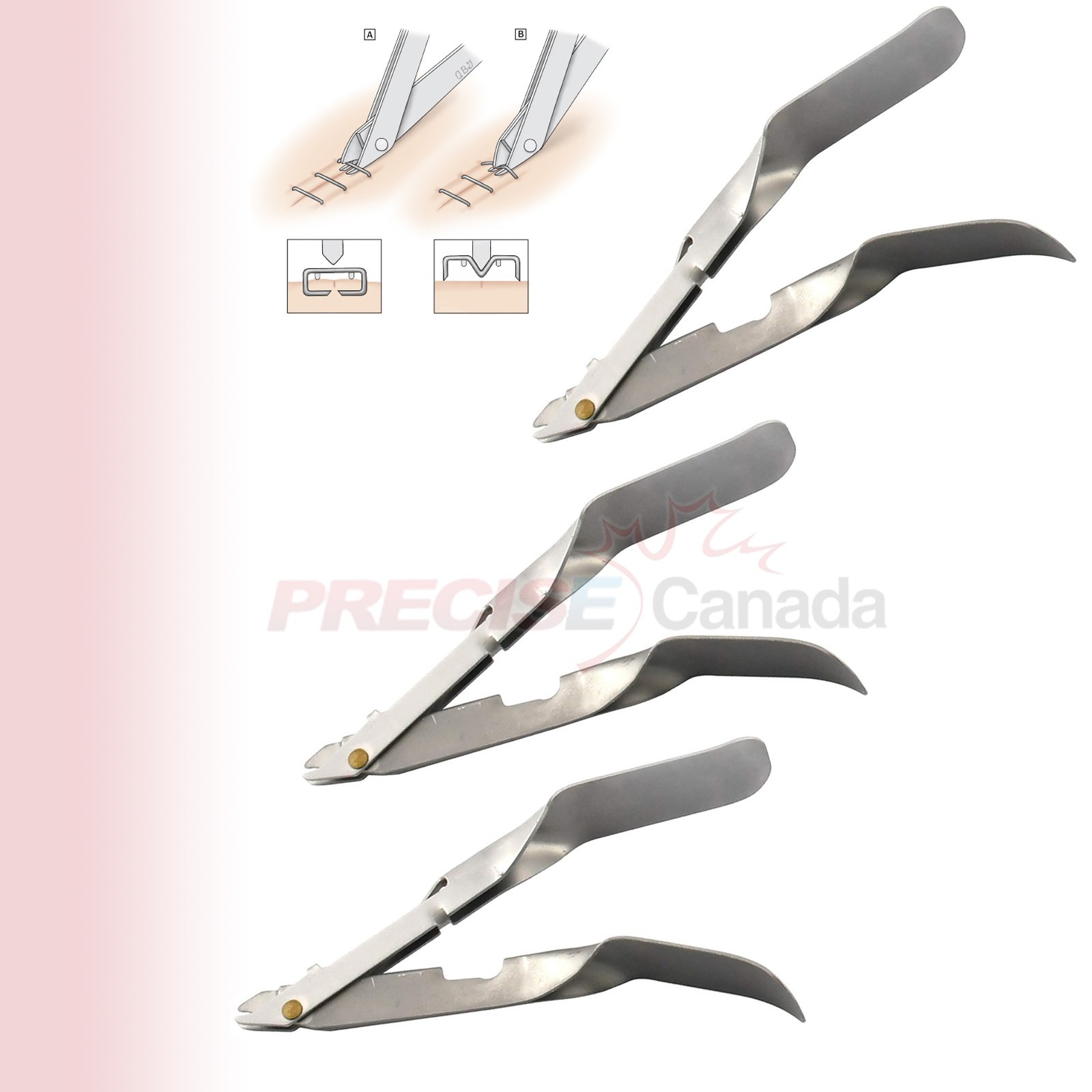 3 Pcs Surgical Disposable Skin Staple Remover Tweezer Style