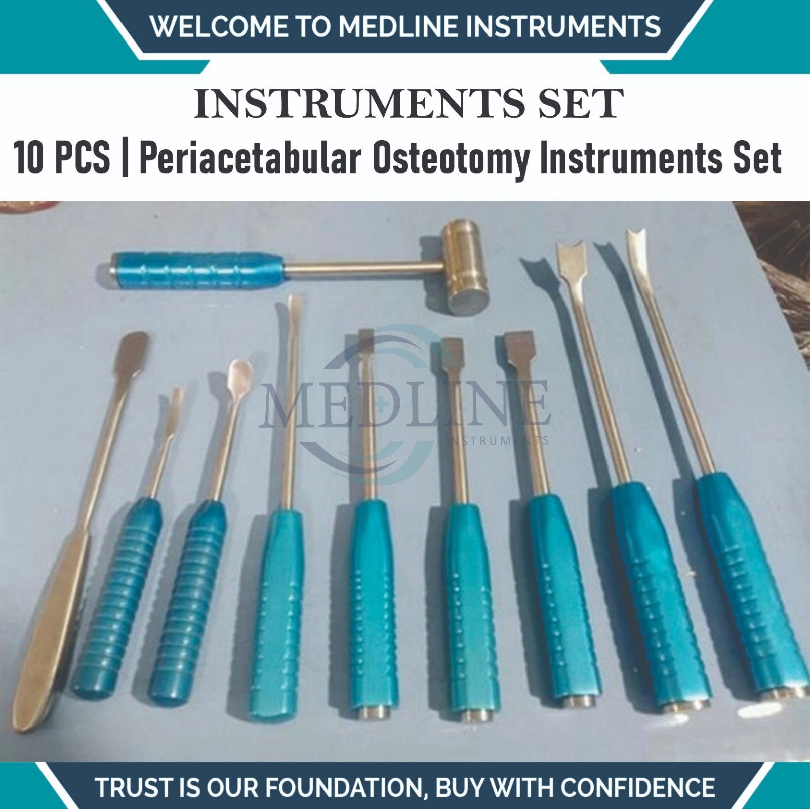 Periacetabular Osteotomy Instruments Set 10 Pcs | Orthopedic Surgical Tools