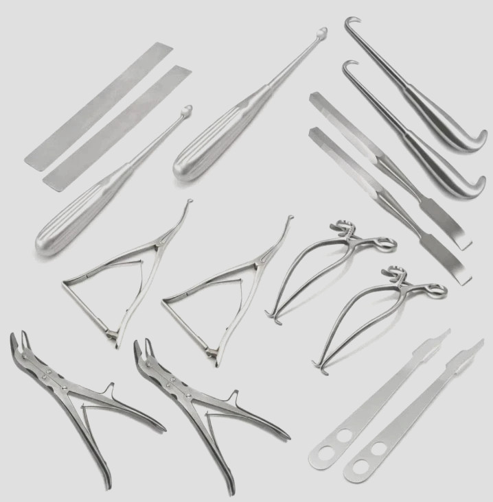 16pc Orthopedic Bone Surgery Set Rongeurs Curettes Elevators Retractors CE Steel