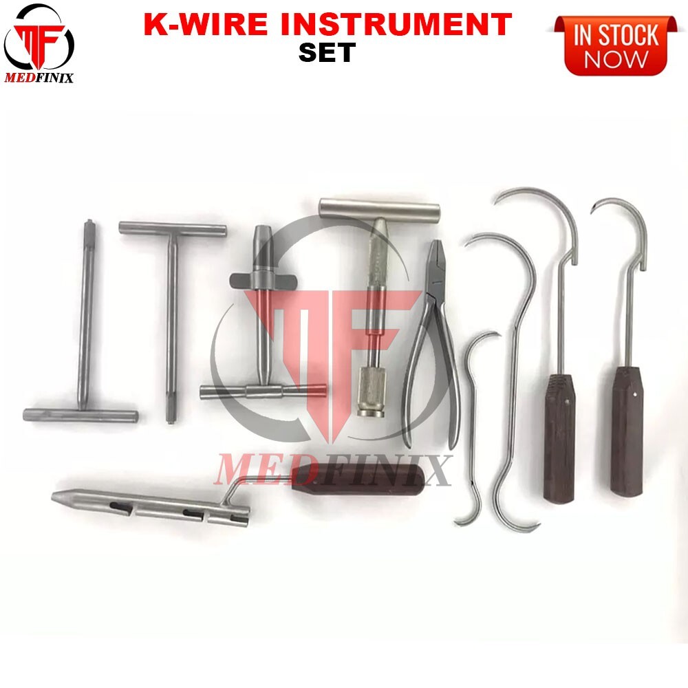 Orthopedic K-Wire Instrument Set 10-Pcs Kit with Wire Passer and Tightener Tools