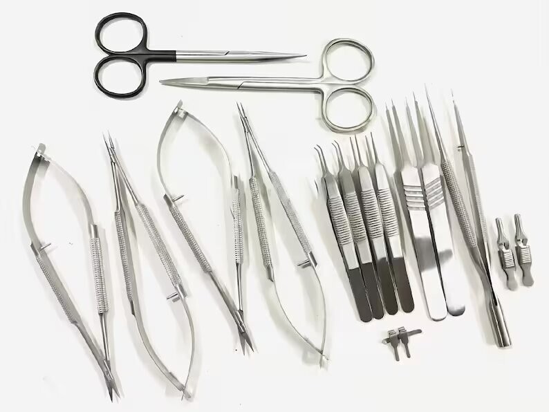 Micro Hand Surgery Instruments Set Microvascular Clamps Suture Forceps Scissors