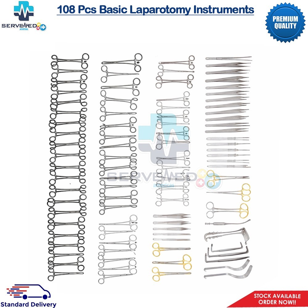 108 Pcs Basic Laparotomy Instruments Set Stainless Surgical German Grade