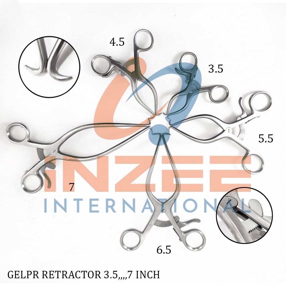Gelpi Retractor 5 PCs Set 3.5″+4.5″+5.5″+6.5″+7″ Surgical Instruments By Inzee