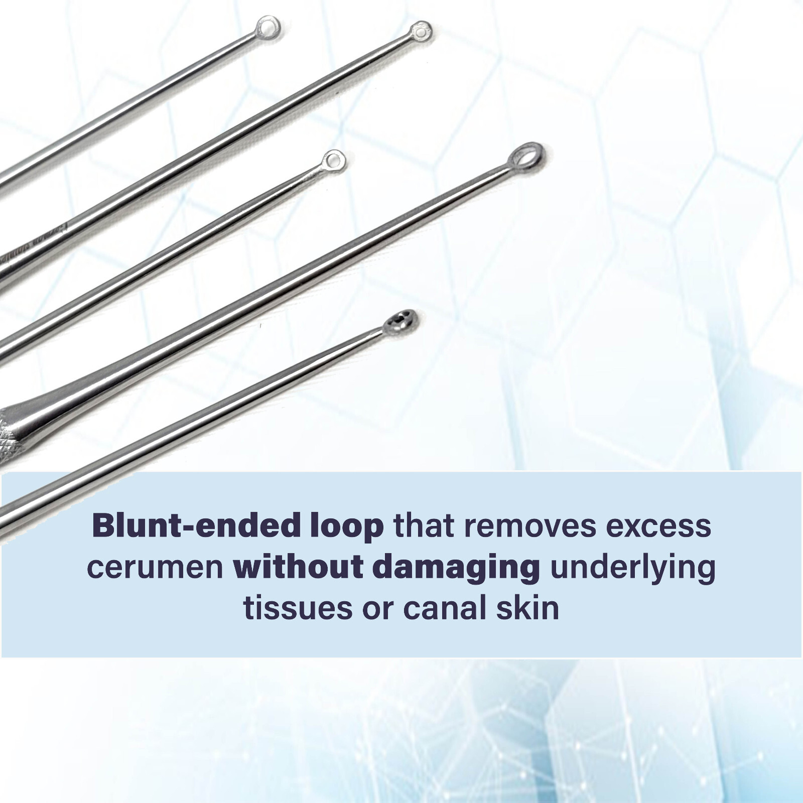 Set Of 5 Buck Ear Curettes Blunt Straight ENT Ear Cleaning Surgical Instruments