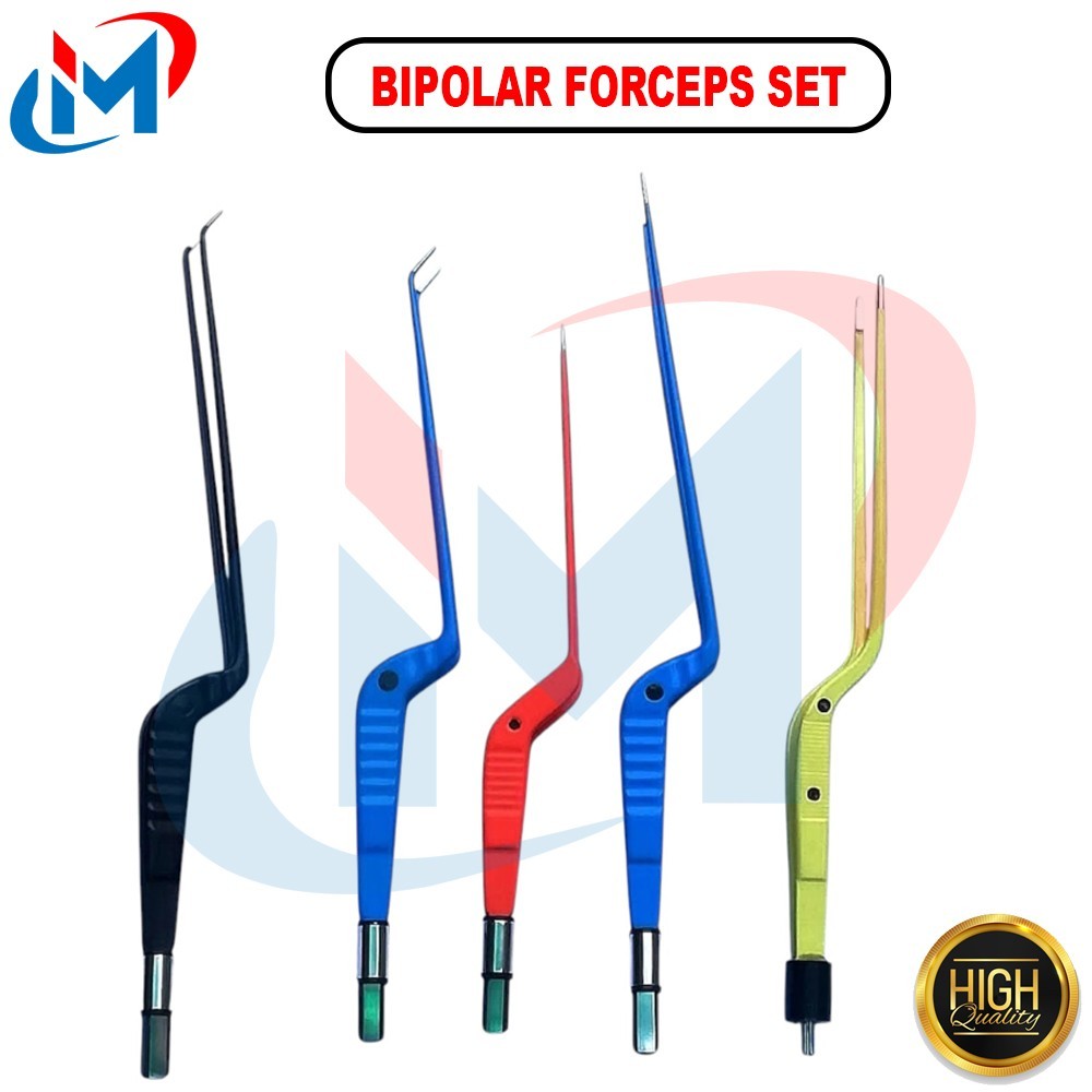 Bipolar Forceps set 5 Piece Non Stick with Reusable Cort 1mm Tip 1.50 Tip