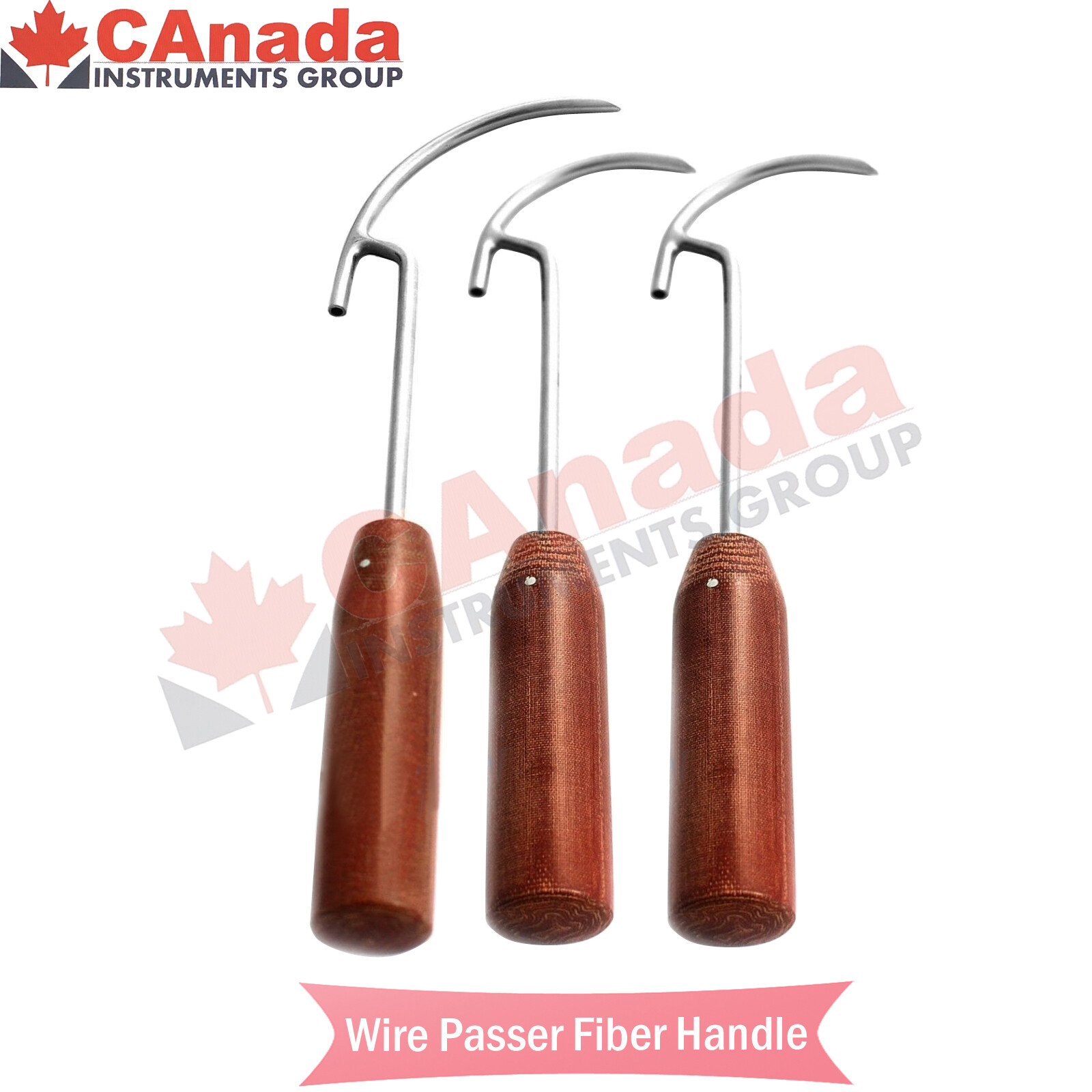 3 Pcs Wire Passer 45 mm, 45mm and 70mm fiber Handle Orthopedic Instruments