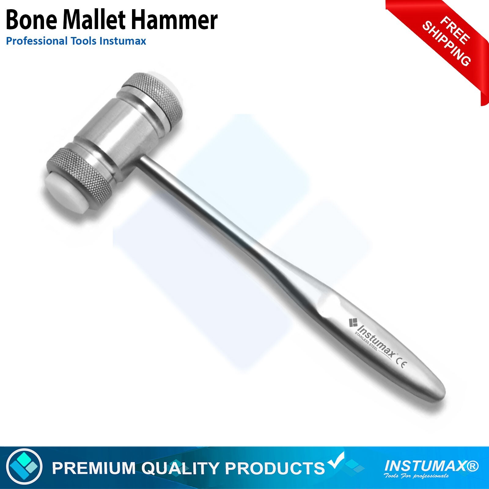 Dental Bone Mallet Hammer Implant Surgery Bone Grafting Crusher Mead Nylon Heads