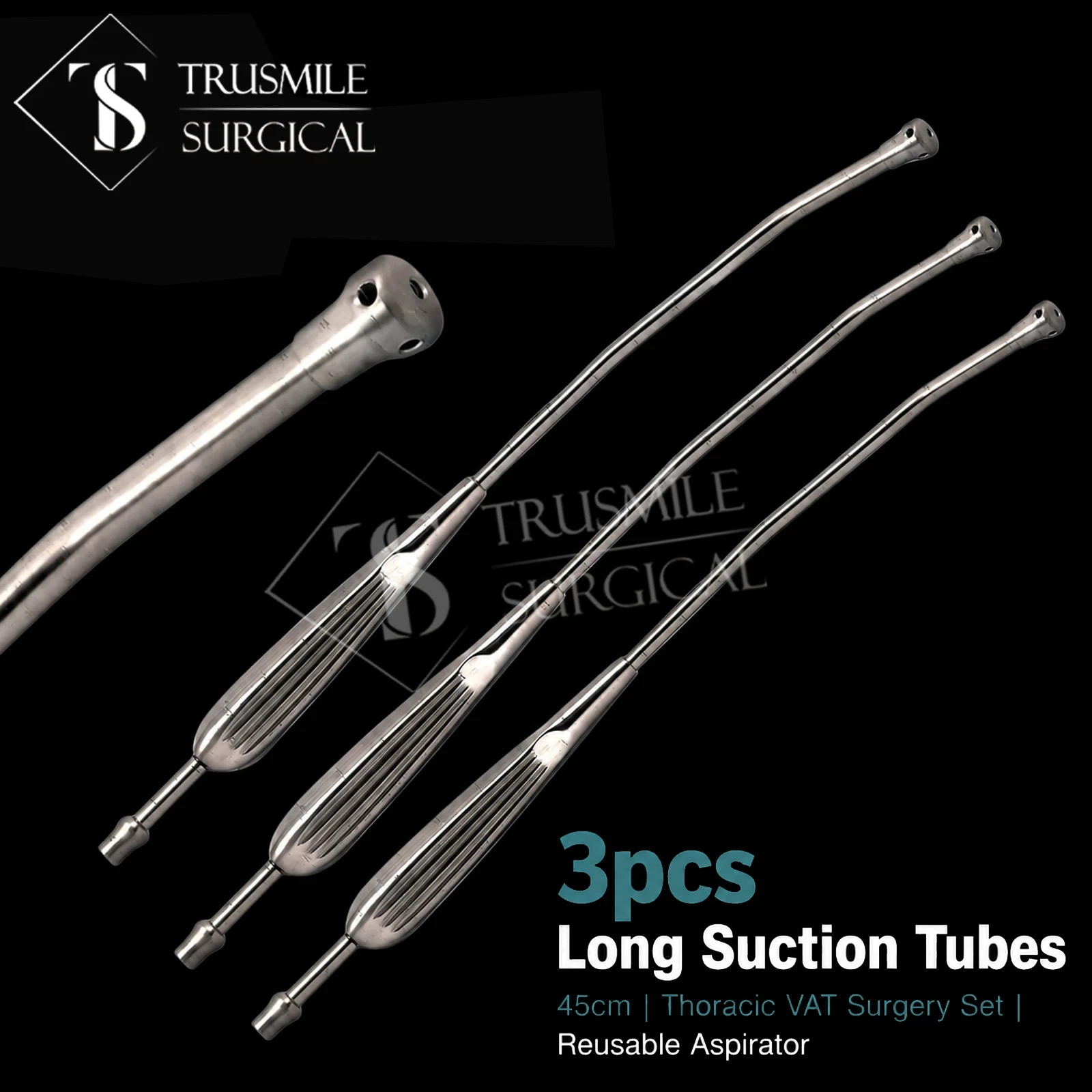 3x Long Suction Tubes 45cm | Thoracic VAT Surgery Set | Reusable Aspirator