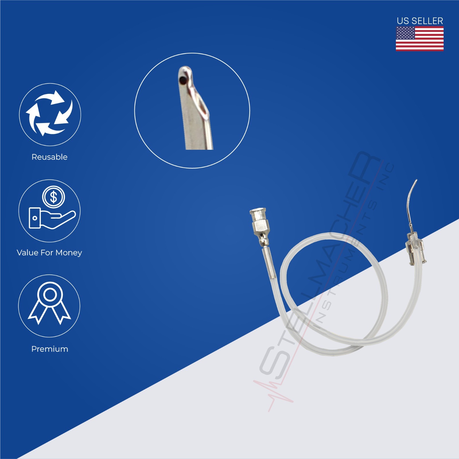 Simcoe Irrigation Aspiration Cannula 23ga 0.3mm Aspirating Stainless Steel Hub