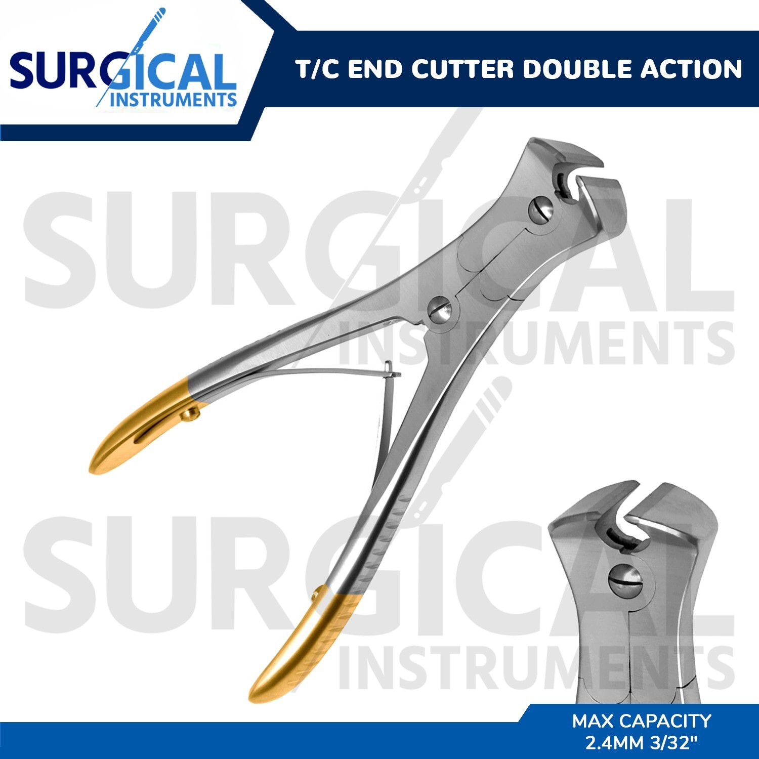 T/C End Cutter Double Action max capacity 2.4mm 3/32″ Stainless German Grade