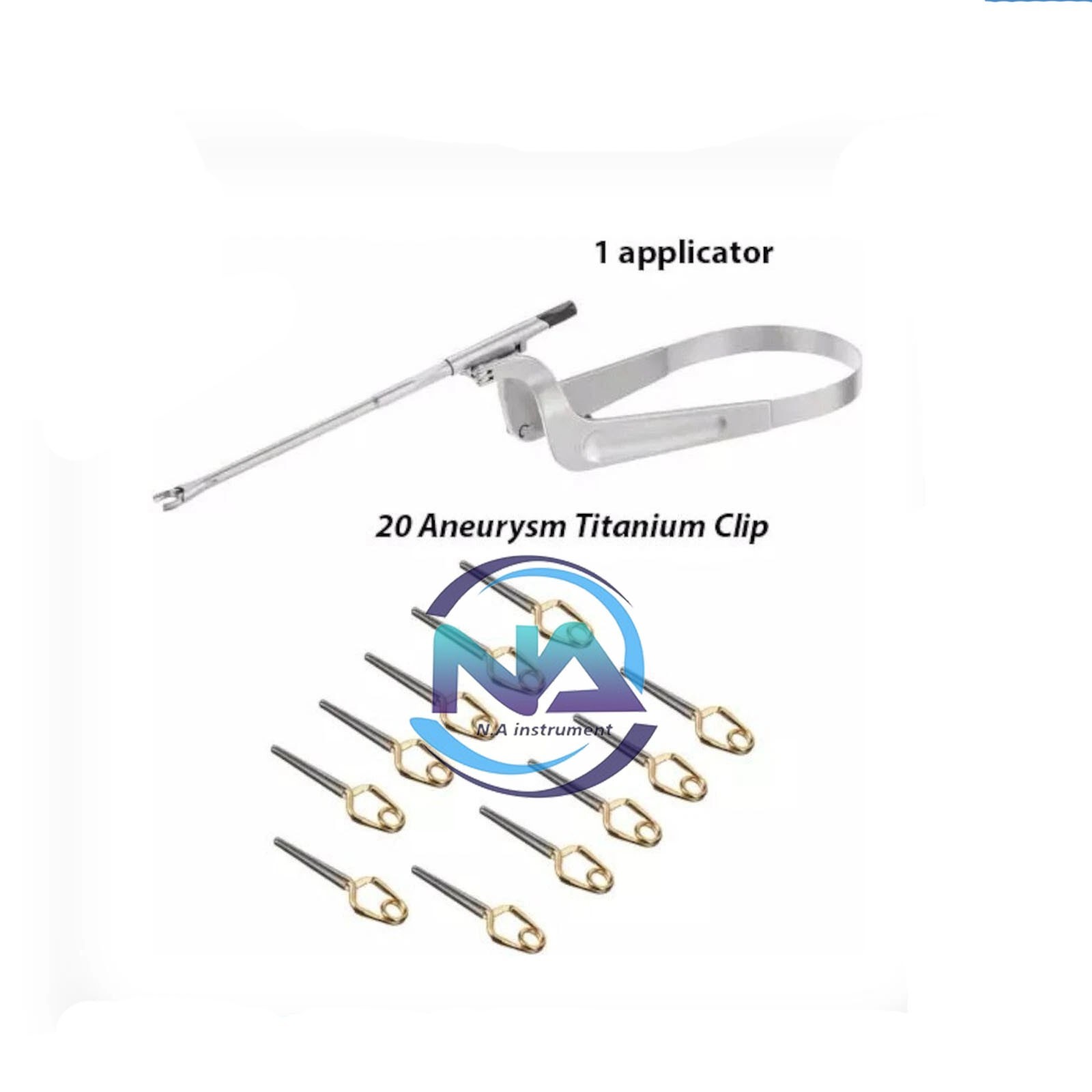 20 Aneurysm Clips & 1 Applicator for Neurosurgery SURGICAL INSTRUMENTS