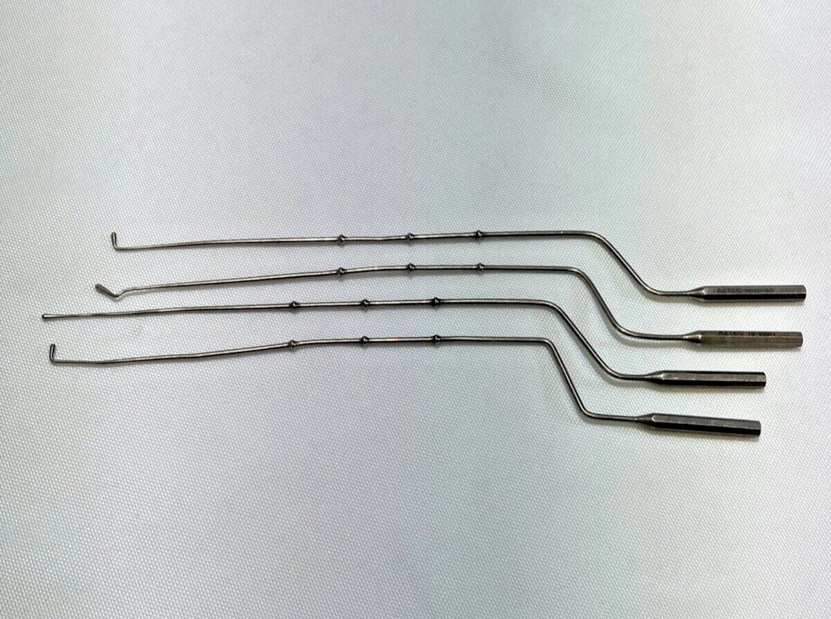 Set of 4 Aztec Surgical 8″ Malleable Bayonet Ball Probe Set ENT Neuro Orthopedic