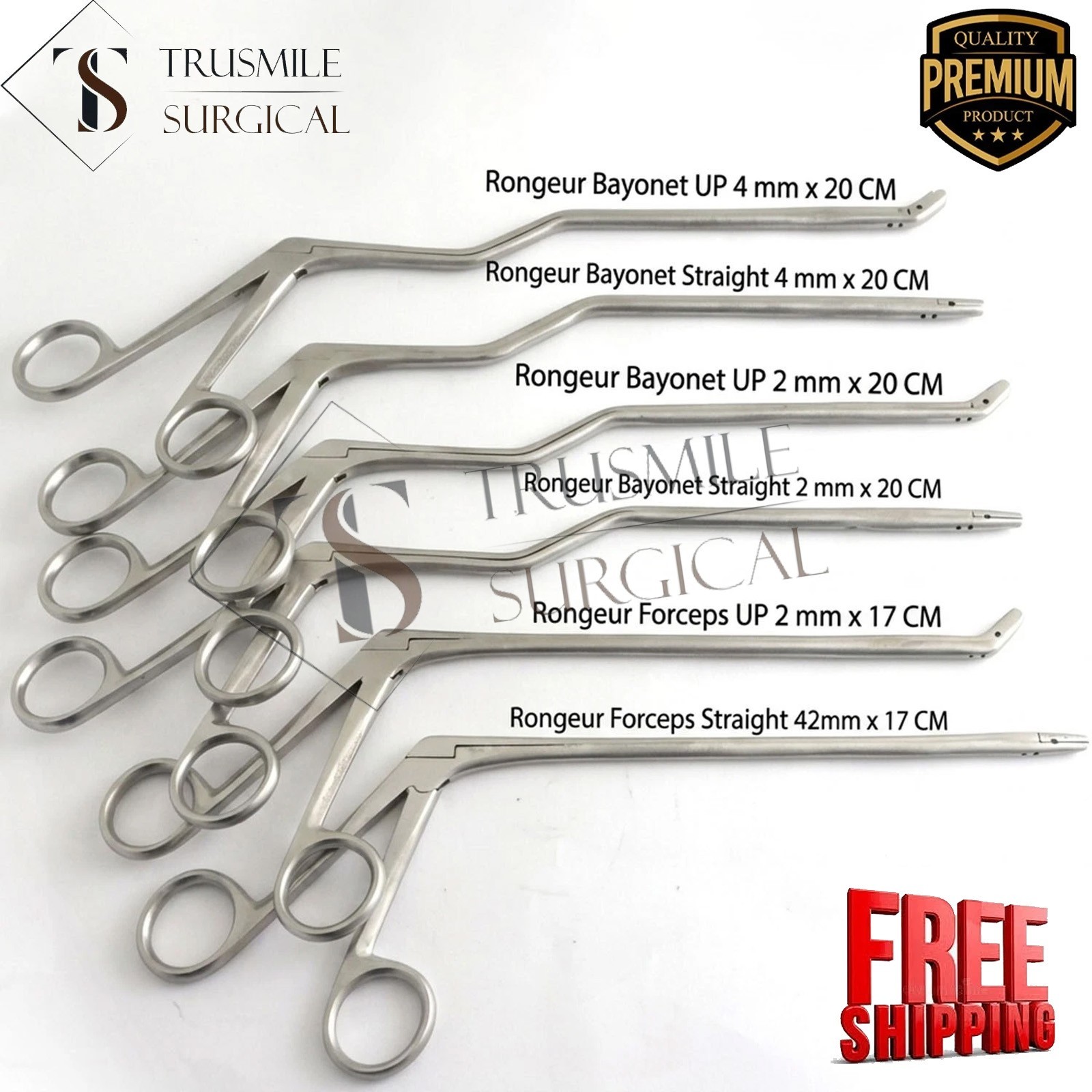 Rongeur Bayonet Disc Cushing Forceps Straight Up 2,4 mm 6 PCs Set