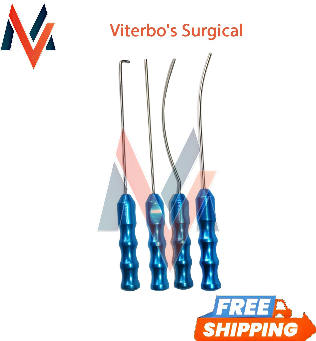 Viterbo’s Surgical Dissector Set 4pcs Facelift Gliding Brow Lift Plastic Surgery