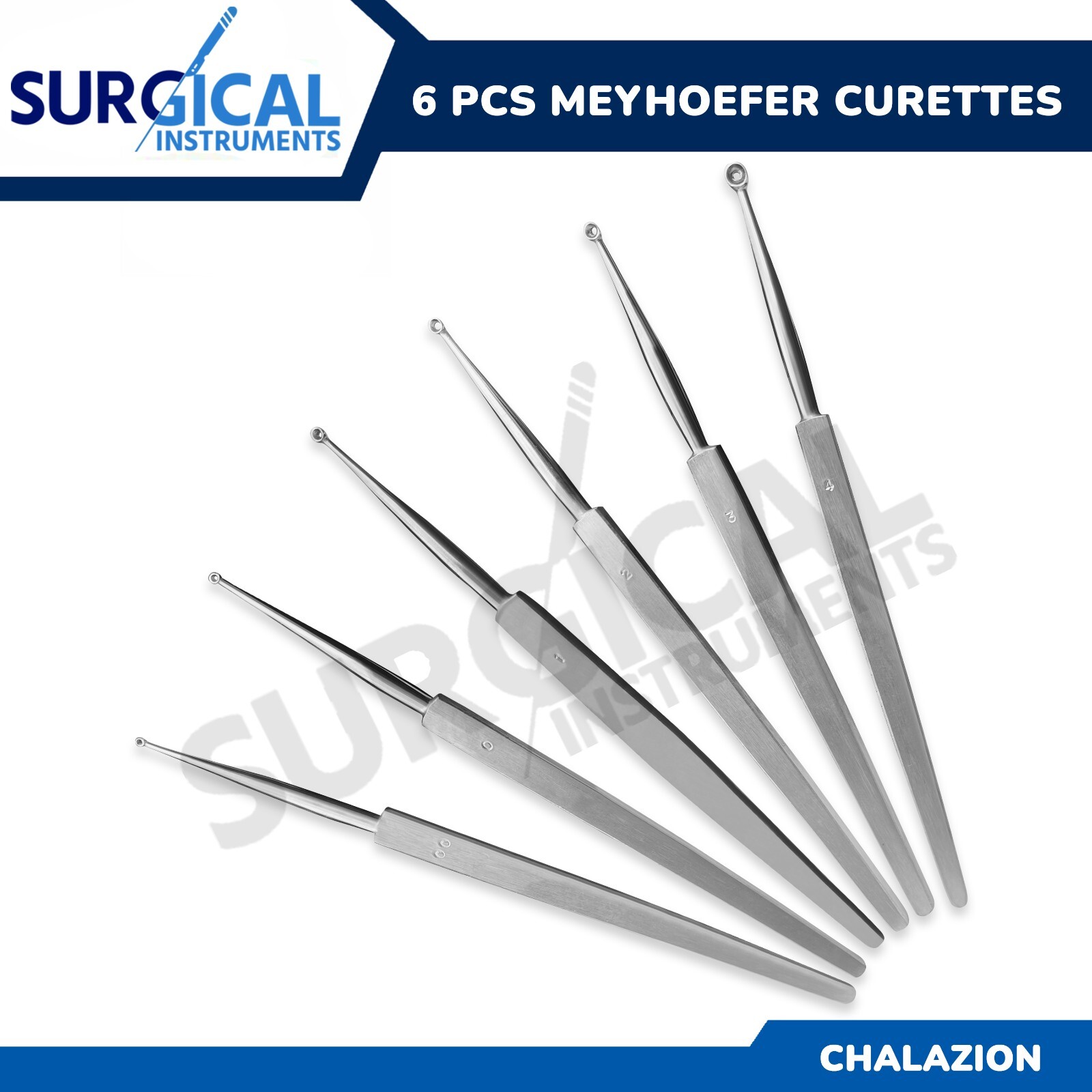 6 Meyhoefer Chalazion Curette Surgical Medical ENT Instruments 5″ German Grade