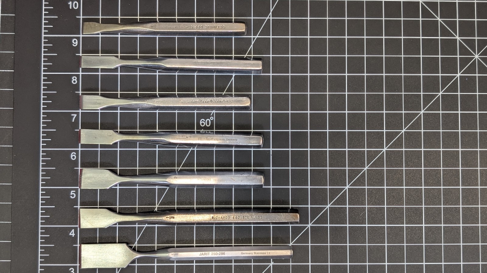 7x LOT Jarit Richards Lorenz Hoke Osteotomes 5/8″ 1/2″ 3/8″ 5/16″ surgical