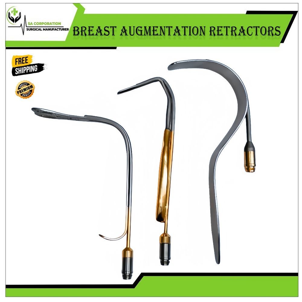 Breast Augmentation Plastic Surgery Fiber Optic Retractors Set Of 3 Pcs