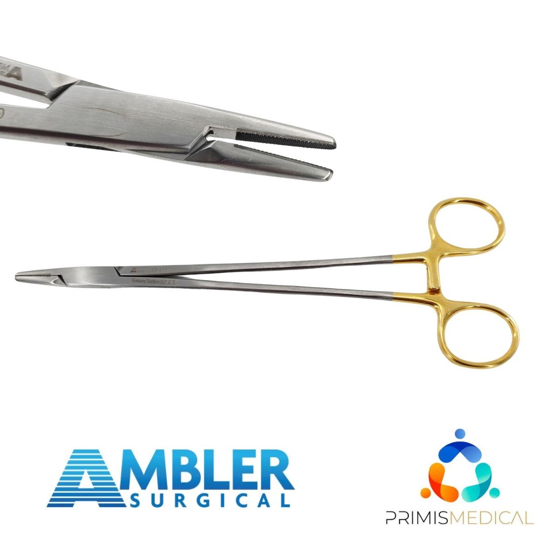 Ambler Surgical 52-241 Mayo-Hegar Needle Holder w/ TC Inserts Straight 9″