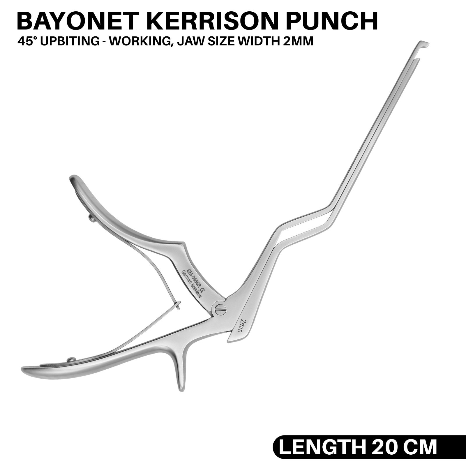 Kerrison Bayonet Punch 45° upbiting Jaw Size 2 mm Orthopedic Instrument German