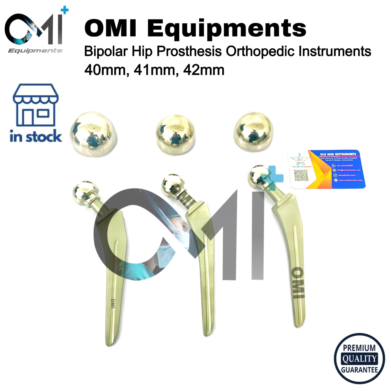 Bipolar Hip Prosthesis Orthopedic instruments (40,41,42mm) 3 Pcs