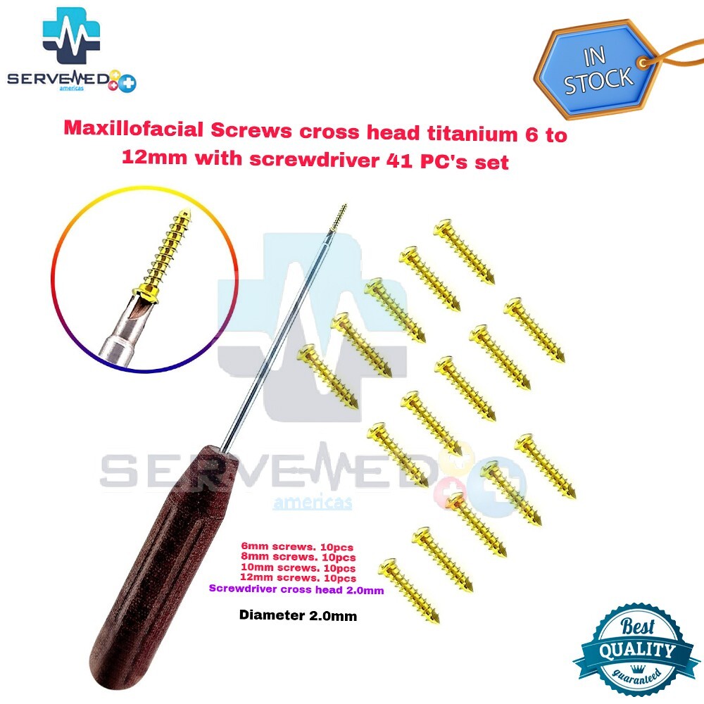Maxillofacial Screw Cross Head Titanium 2.0mm 6-12mm Size Mini Implant Set 41pcs