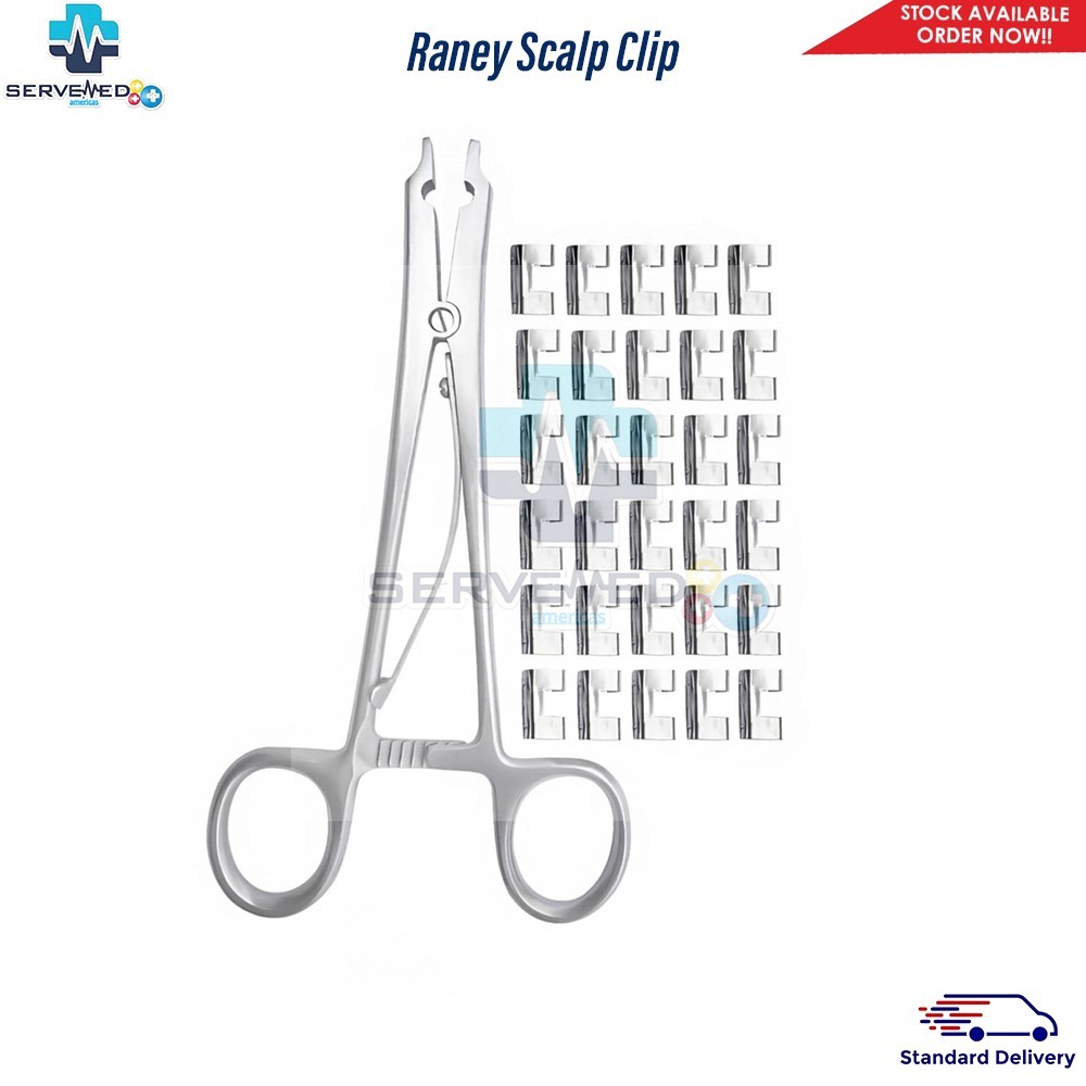 Raney Scalp Clip Applicator Plus 30 Pcs Clip Surgical Instruments Set Premium