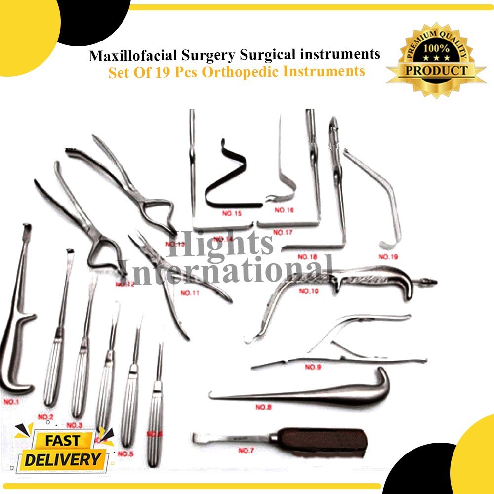 Maxillofacial Surgery Surgical instruments Set Of 19 Pcs Orthopedic Instruments