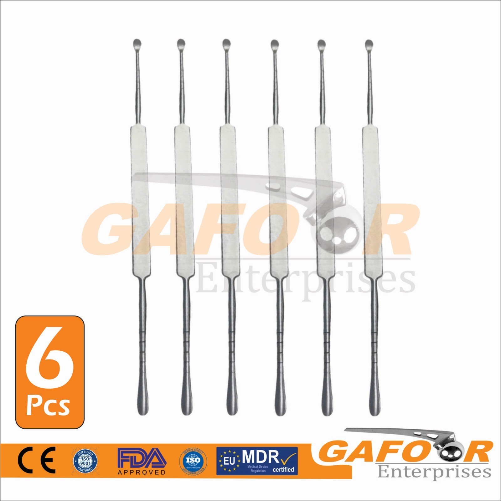 COTTLE Septum Elevator, 9″, Double Ended, Graduated, B/S 5 mm Wide Ends,6 Pcs
