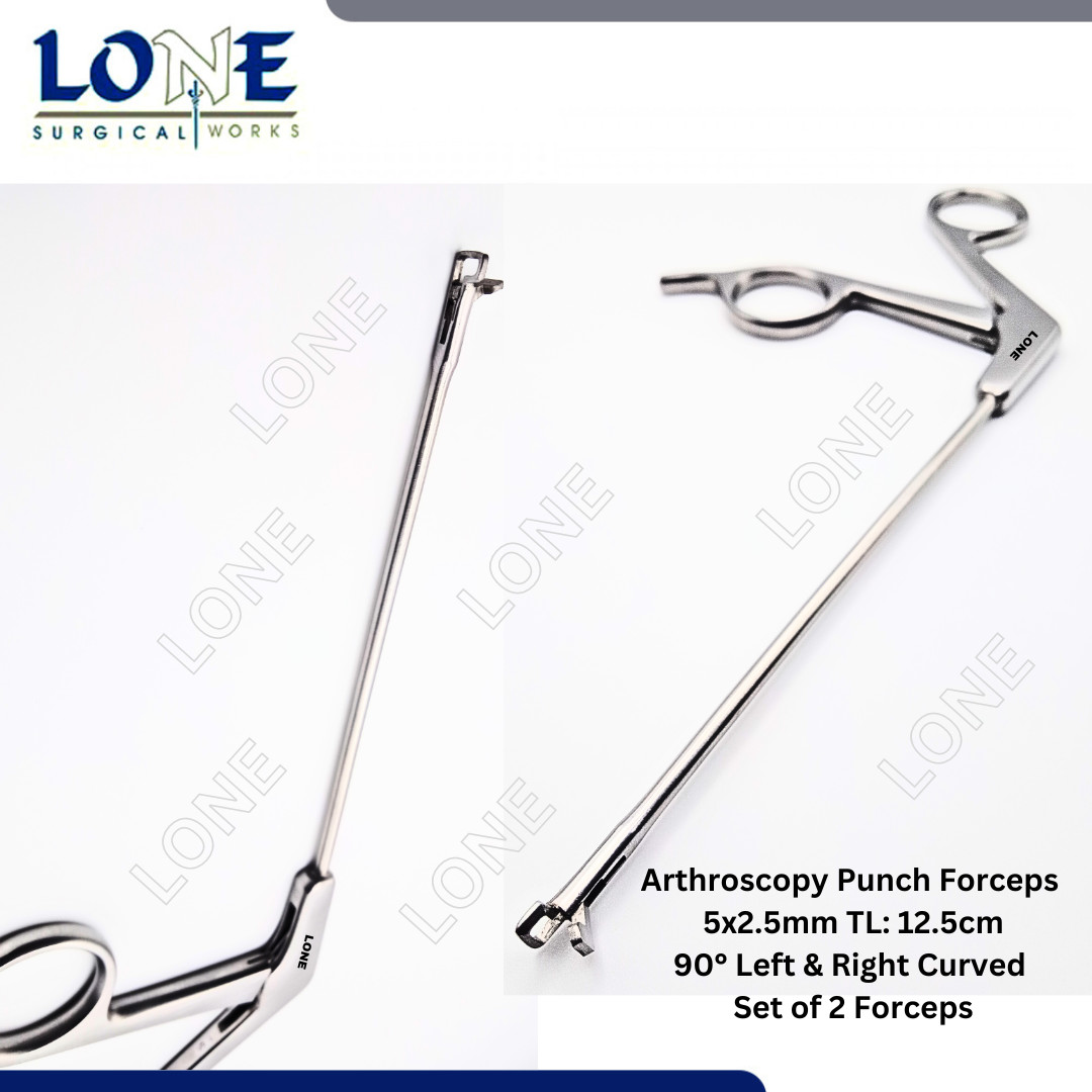 Orthopedic Arthroscopy Punch Forcep Reusable Surgical 90 Degree L & R Set of Two