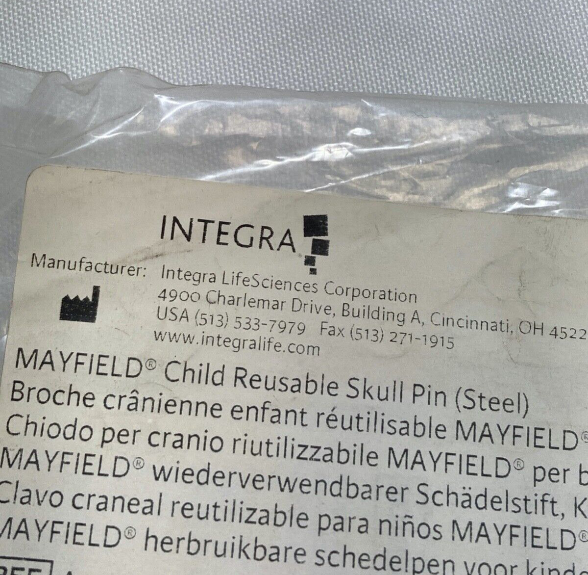 Integra Mayfield A-1048 Child Reusable Skull Pin S/S Neurology Orthopedics