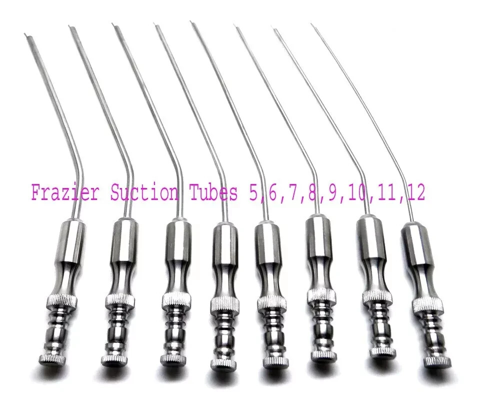 Frazier Suction Tubes 5,6,7,8,9,10,11,12 Set of 8 Surgical Diagnostic Instrument