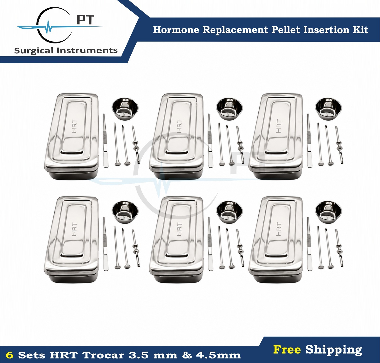 HRT Trocars 3.5mm & 4.5mm Hormone Replacement Pellet Insertion Kit Surgical Set