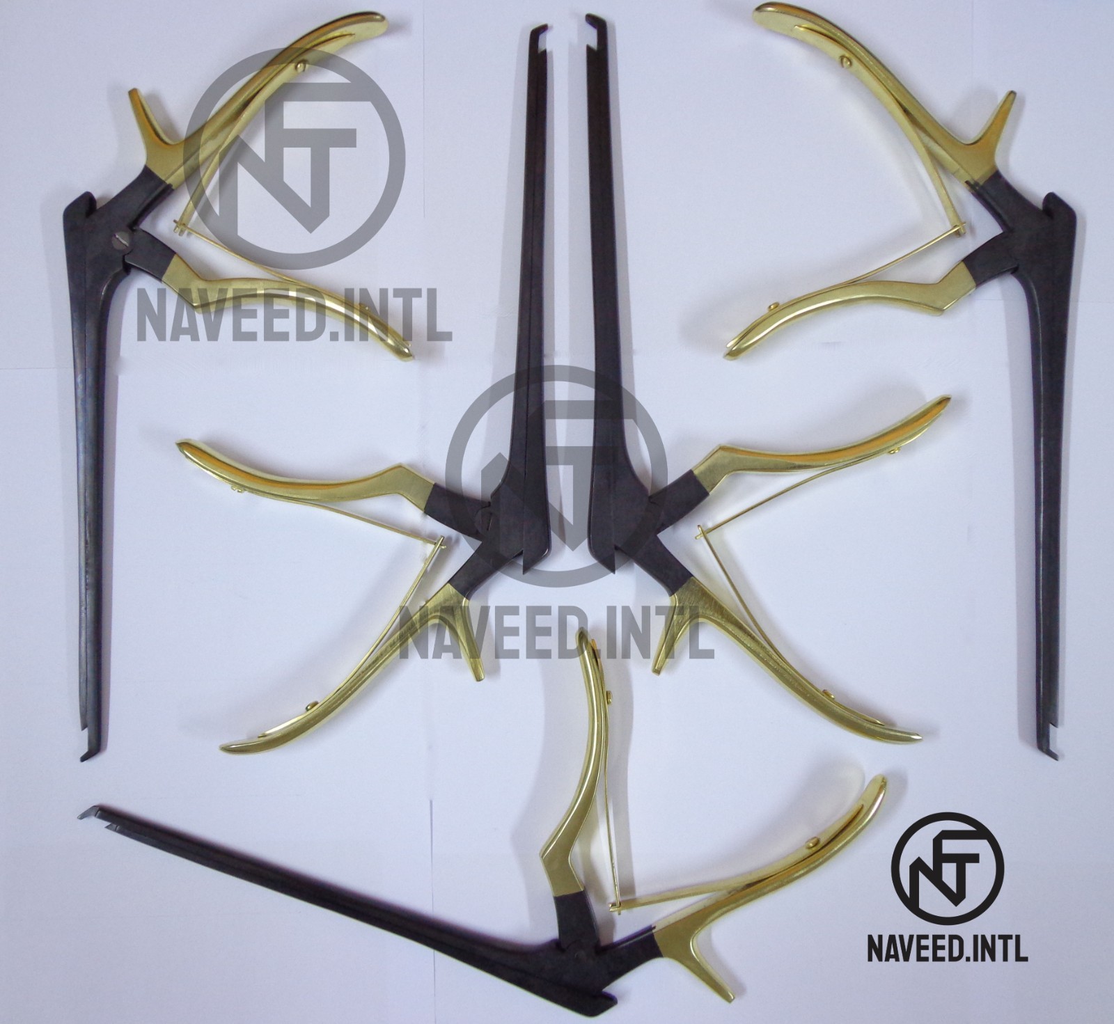 Kerrison Rongeur Set 7″ – 5 Pcs Black, Gold & Satin Finish 40° Up-Bite Cervical