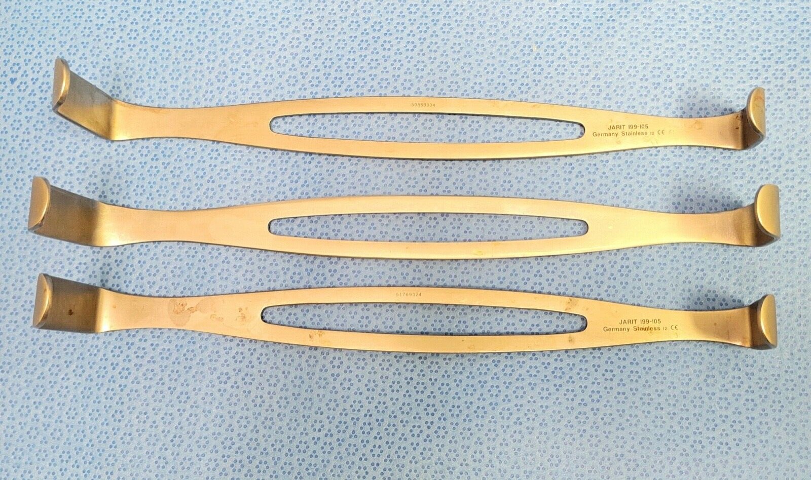 Set of 3 Jarit 199-105 Surgical 8 1/2″ Double Ended Army Retractors Orthopedics