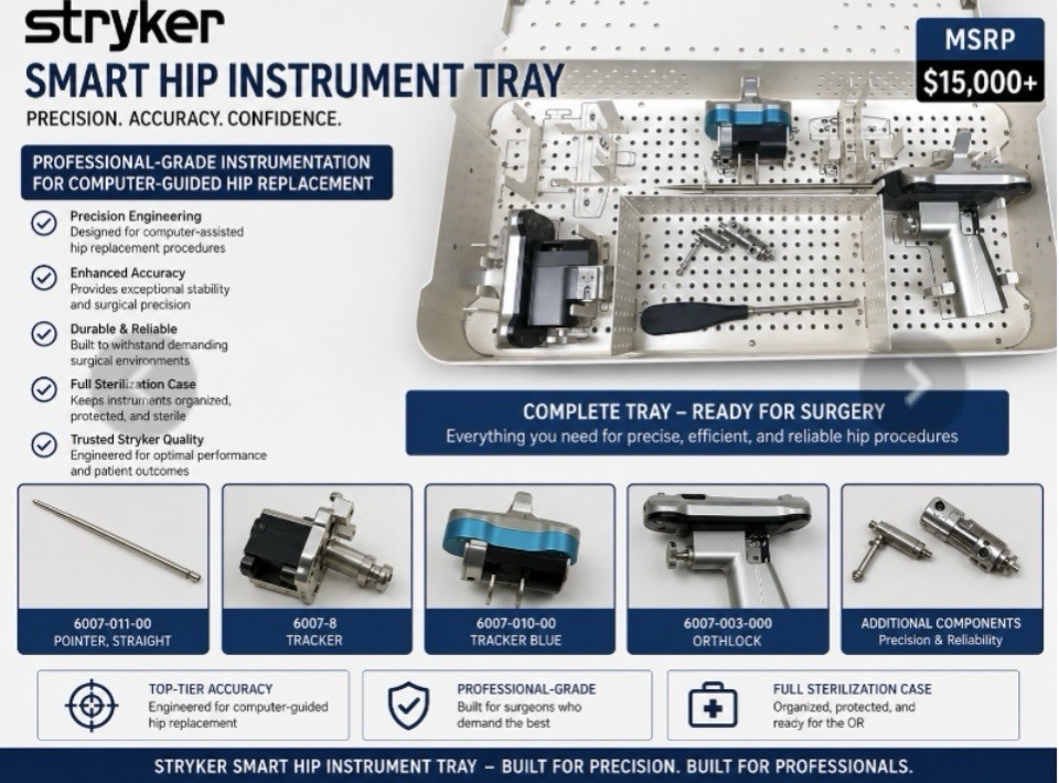 Stryker Smart Hip Instrument Tray and surgery tools