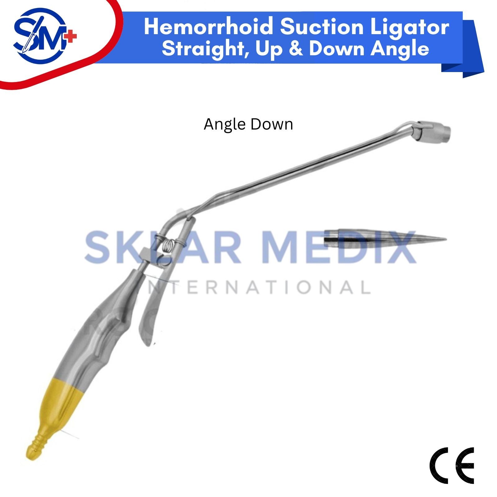 Hemorrhoid Suction Ligator Straight Up Down & 100 Latex Band Surgical Instrument