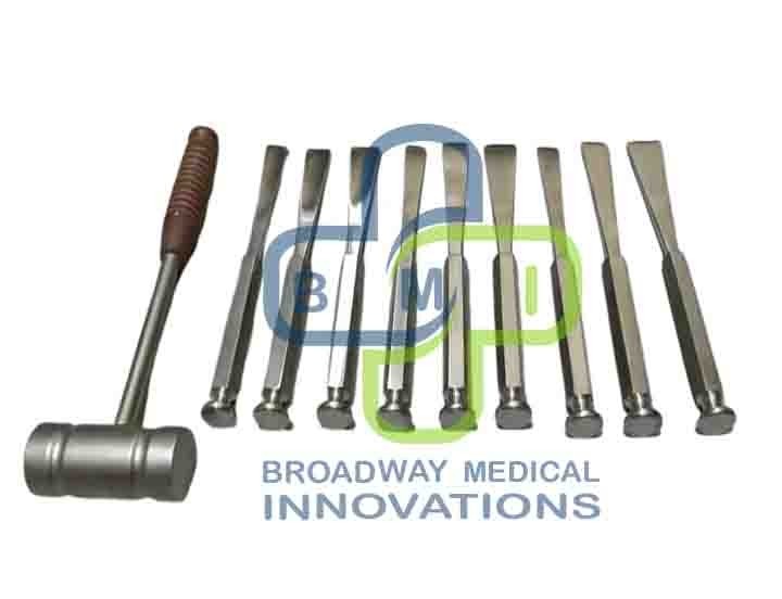 Stille Osteotome Bone Chisel & hammer Fiber Handle Orthopedic Instruments