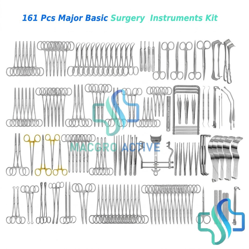 161 Pcs Major Basic Surgery Set Surgical Instruments Kit Premium German Grade