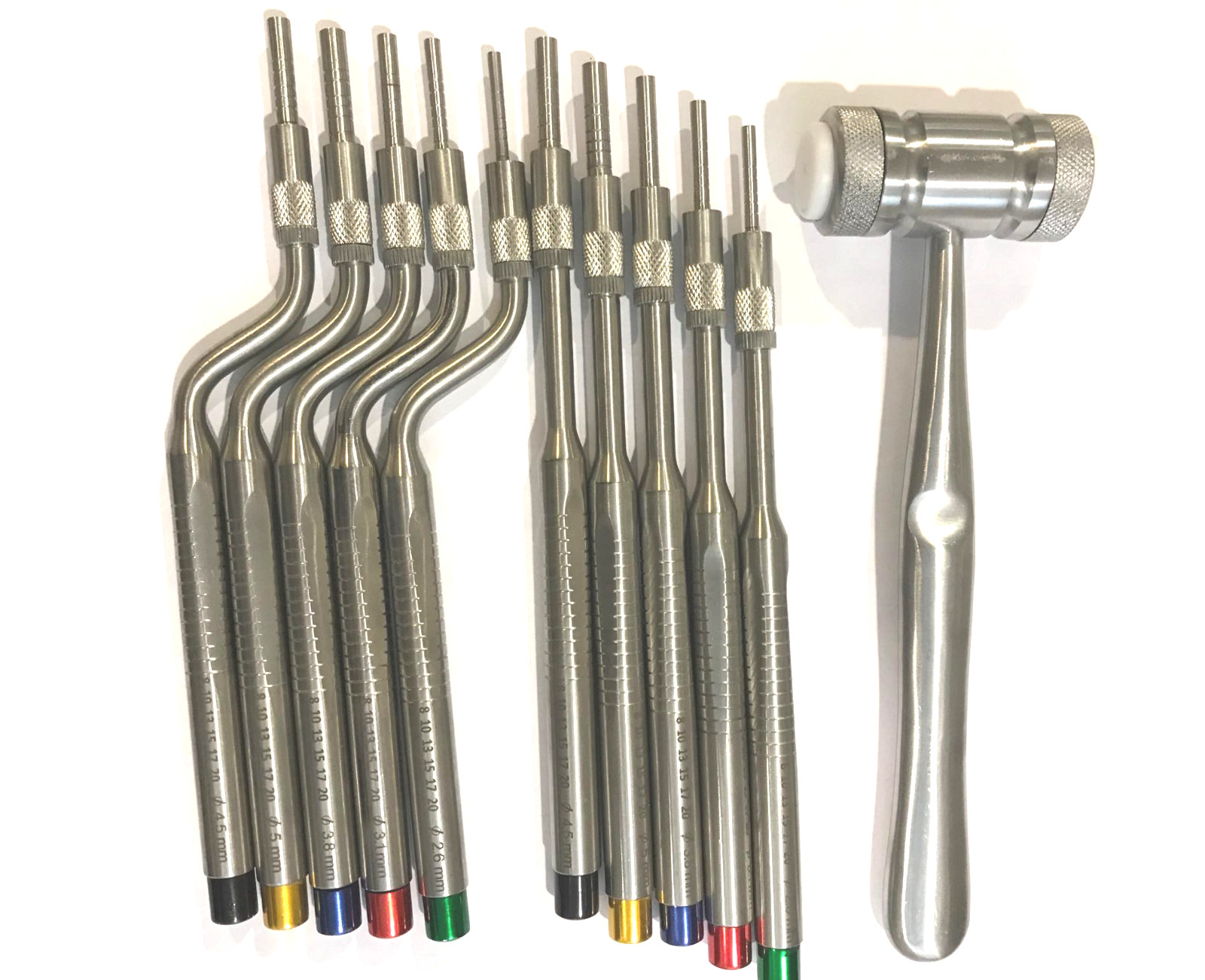 Osteotome Sinus Lift Offset Concave Bone Spreading Crushing Mead Mallet 11pc kit