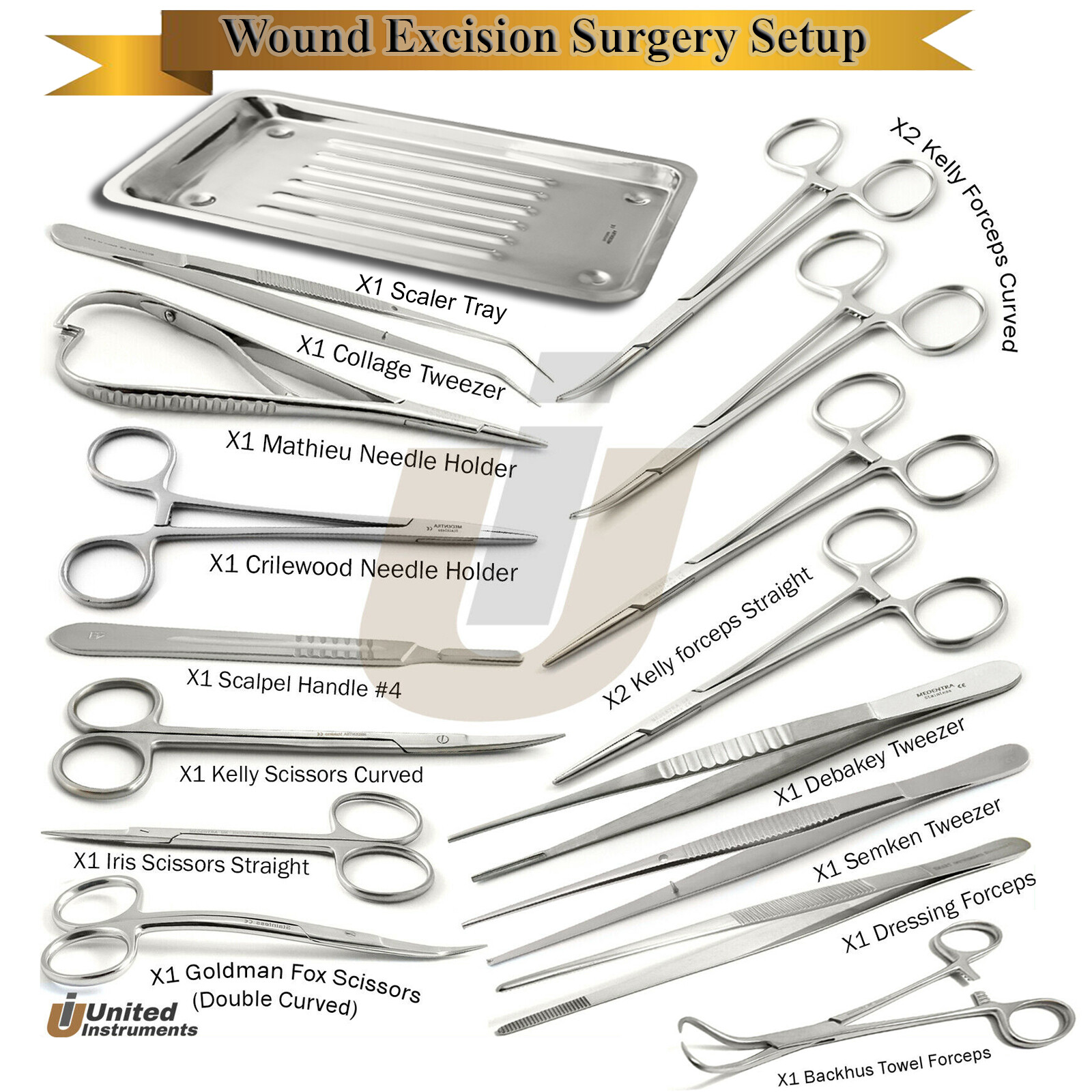 Wound Excision Tray Set Minor Surgery Medical Needle Holder Scissors Instruments