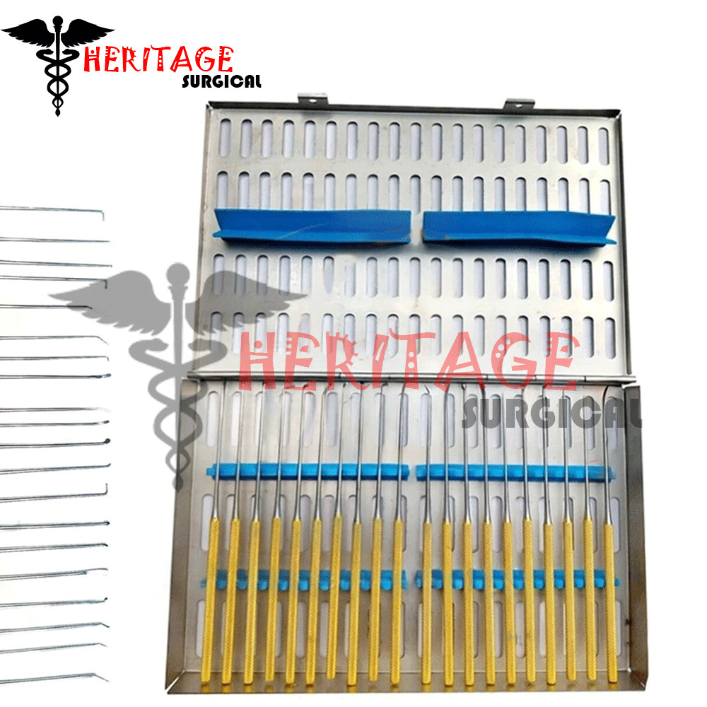 Rhoton Micro Dissector Set 20 Pieces with Gold Neurosurgery Surgical Instruments